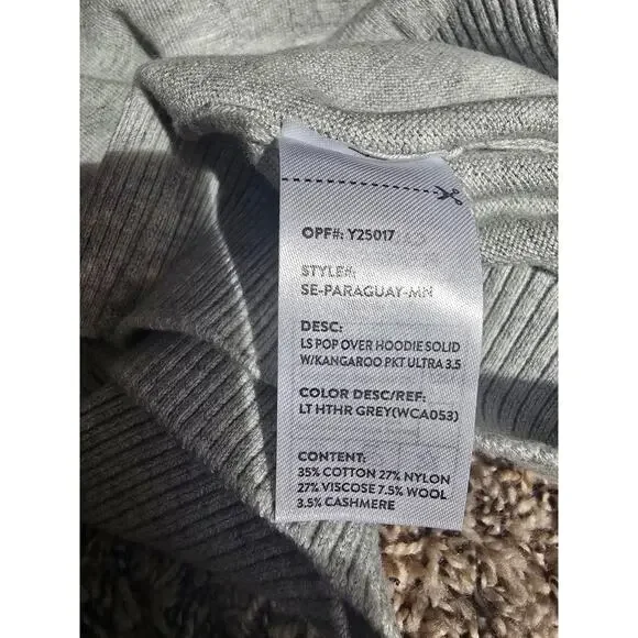 Precedent Cashmere Blend Gray Hoodie Sweater Men's Size M - NWT - Lightweight